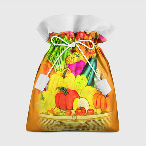 Подарочный мешок Плетеная корзина, полная фруктов и овощей / 3D-принт – фото 1