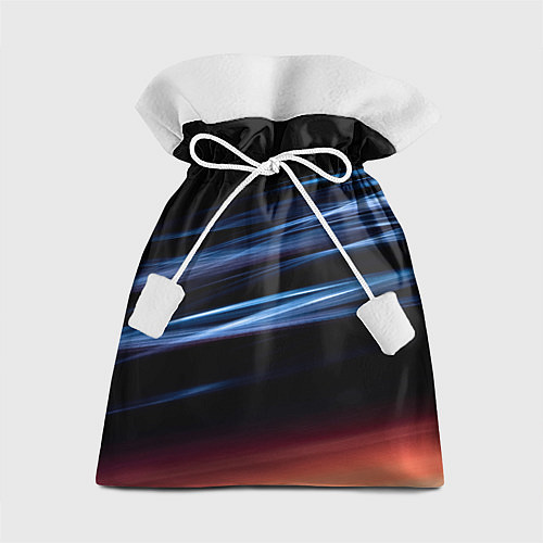 Подарочный мешок Синие и оранжевые линии во тьме / 3D-принт – фото 1