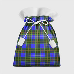 Мешок для подарков Ткань Шотландка сине-зелёная, цвет: 3D-принт
