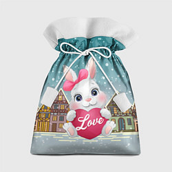 Мешок для подарков Новогодняя зайка с сердечком, цвет: 3D-принт
