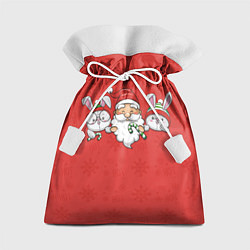 Мешок для подарков Игрушечный дед Мороз и зайцы, цвет: 3D-принт