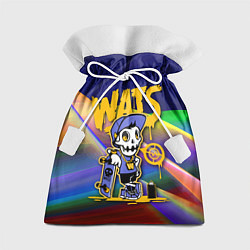 Мешок для подарков Whats - скелет со скейтбордом - граффити, цвет: 3D-принт
