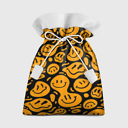 Мешок для подарков Растекающийся оранжевый смайл, цвет: 3D-принт