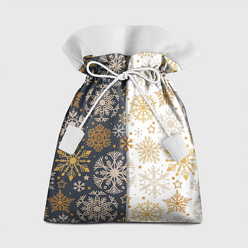 Подарочный мешок Рождественские милые золотые снежинки / 3D-принт – фото 1