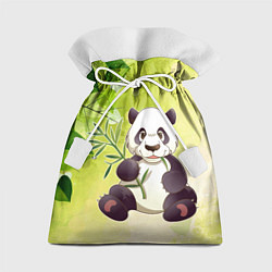 Мешок для подарков Панда на фоне листьев, цвет: 3D-принт