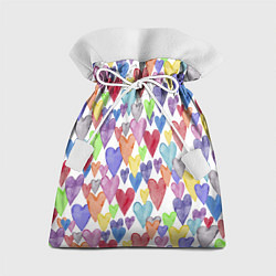 Мешок для подарков Разноцветные сердечки Калейдоскоп, цвет: 3D-принт