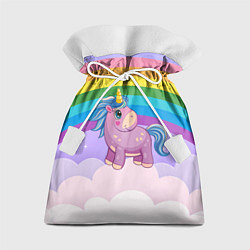 Мешок для подарков Единорог на фоне радуги, цвет: 3D-принт