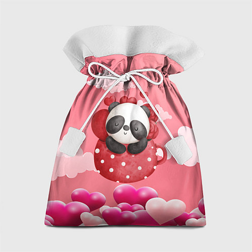 Подарочный мешок Панда с сердечками в чашке / 3D-принт – фото 1