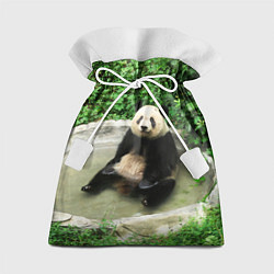 Мешок для подарков Панда отдыхает в ванной, цвет: 3D-принт