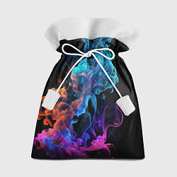Мешок для подарков Неоновый цветной дым на черном фоне, цвет: 3D-принт