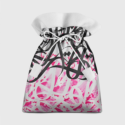 Подарочный мешок Черно-розовая каллиграфия / 3D-принт – фото 1