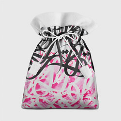 Мешок для подарков Черно-розовая каллиграфия, цвет: 3D-принт