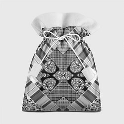 Мешок для подарков Черно белый этнический лоскутный узор, цвет: 3D-принт