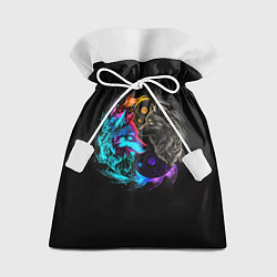 Мешок для подарков Инь-янь волки неон, цвет: 3D-принт