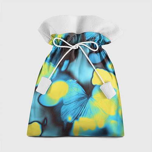 Подарочный мешок Голубые бабочки асбтракция / 3D-принт – фото 1