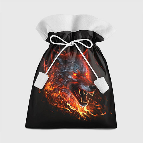 Подарочный мешок Огненный злой волк с красными глазами / 3D-принт – фото 1