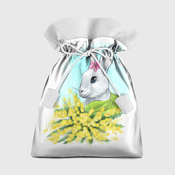 Мешок для подарков Весенний кролик с букетом цветов, цвет: 3D-принт