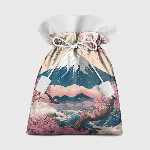 Подарочный мешок Японский пейзаж: цветение сакуры у горы Фудзияма / 3D-принт – фото 1