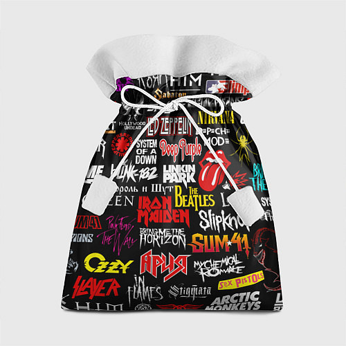 Подарочный мешок Логотипы рок групп цветные / 3D-принт – фото 1