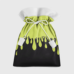 Мешок для подарков Зеленые капли на черном, цвет: 3D-принт