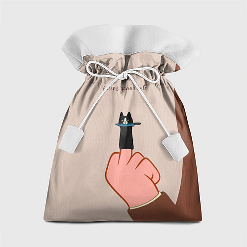Подарочный мешок Котик с ножиком и средний палец - текстура холста / 3D-принт – фото 1