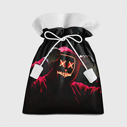 Мешок для подарков Красно-оранжевый неоновый анонимус, цвет: 3D-принт