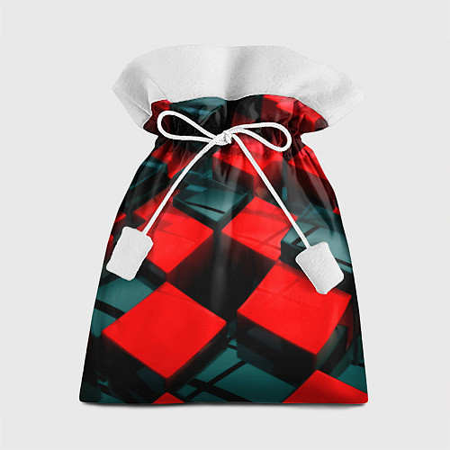 Подарочный мешок Кубы геометрии красный и чёрный / 3D-принт – фото 1