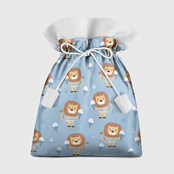 Мешок для подарков Лев-моряк с мороженым - паттерн, цвет: 3D-принт