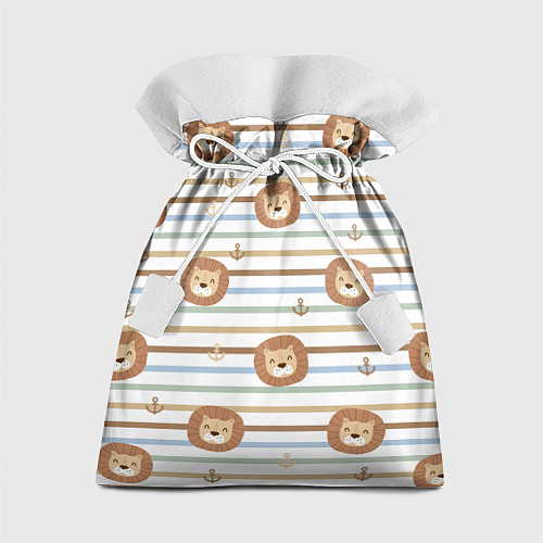 Подарочный мешок Лев и якори: полосы - паттерн / 3D-принт – фото 1