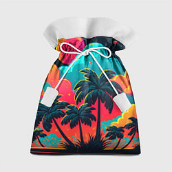 Мешок для подарков Неоновые пальмы на закате, цвет: 3D-принт