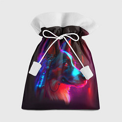 Мешок для подарков Кибер-собака неон, цвет: 3D-принт