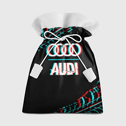 Мешок для подарков Значок Audi в стиле glitch на темном фоне, цвет: 3D-принт