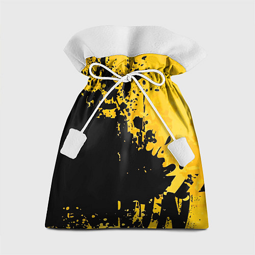 Подарочный мешок Пятна черной краски на желтом фоне / 3D-принт – фото 1