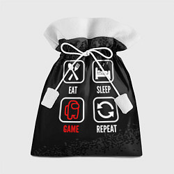 Мешок для подарков Eat, sleep, Among Us, repeat, цвет: 3D-принт