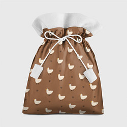 Мешок для подарков Гуси и травка - паттерн коричневый, цвет: 3D-принт