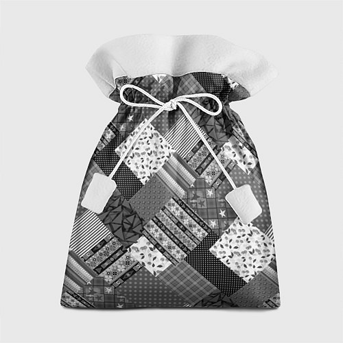 Подарочный мешок Черно белый лоскутный узор / 3D-принт – фото 1