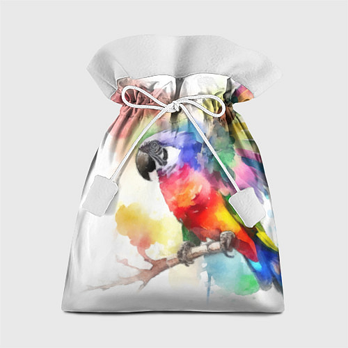 Подарочный мешок Разноцветный акварельный попугай / 3D-принт – фото 1