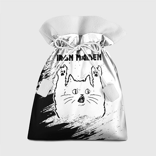 Подарочный мешок Iron Maiden рок кот на светлом фоне / 3D-принт – фото 1