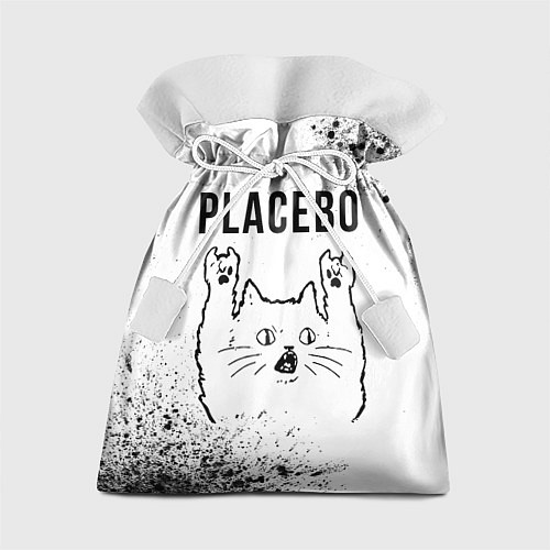 Подарочный мешок Placebo рок кот на светлом фоне / 3D-принт – фото 1