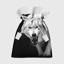 Мешок для подарков Агрессивный белый волк, цвет: 3D-принт
