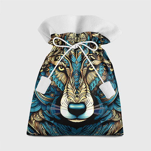 Подарочный мешок Волк в бирюзовом орнаменте / 3D-принт – фото 1