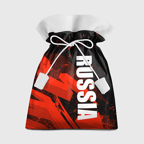 Подарочный мешок Russia - белая надпись на красных брызгах / 3D-принт – фото 1