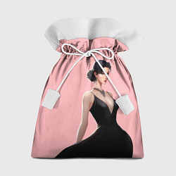 Мешок для подарков Girl in black dress - pink, цвет: 3D-принт