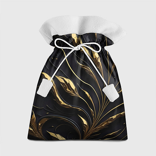 Подарочный мешок Золотой орнамент на черном / 3D-принт – фото 1