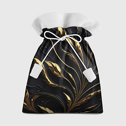 Мешок для подарков Золотой орнамент на черном, цвет: 3D-принт