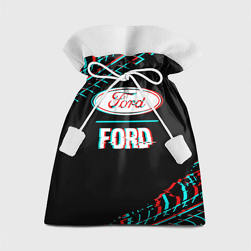 Подарочный мешок Значок Ford в стиле glitch на темном фоне / 3D-принт – фото 1