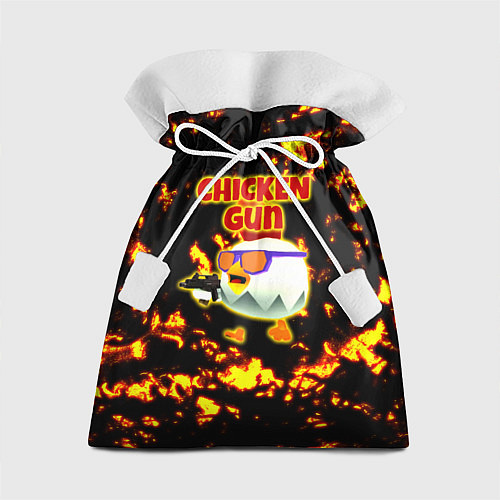Подарочный мешок Chicken Gun на фоне огня / 3D-принт – фото 1