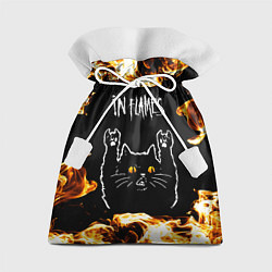 Мешок для подарков In Flames рок кот и огонь, цвет: 3D-принт