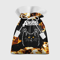 Мешок для подарков Asking Alexandria рок кот и огонь, цвет: 3D-принт