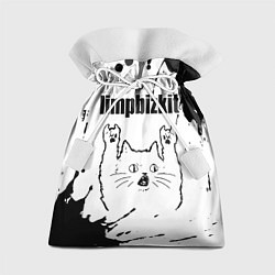 Мешок для подарков Limp Bizkit рок кот на светлом фоне, цвет: 3D-принт